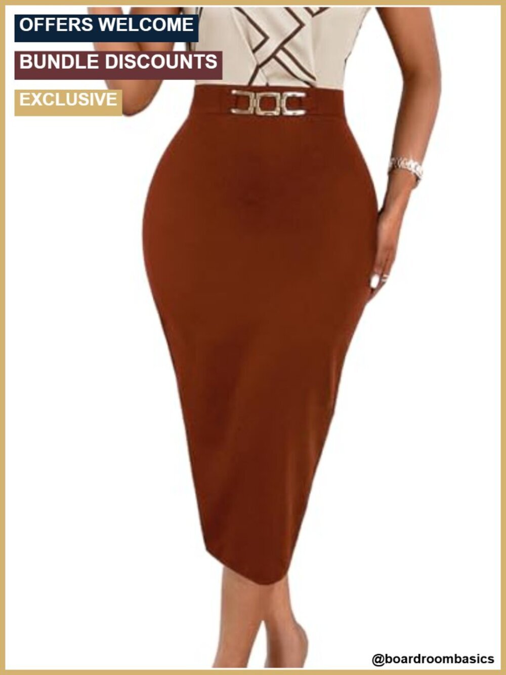 High Waist Midi Pencil Skirt Bodycon Stretch Work Office Casual